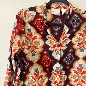 ALFRED DUNNER Multi Floral Cotton Long sleeve Blouse SZ 12